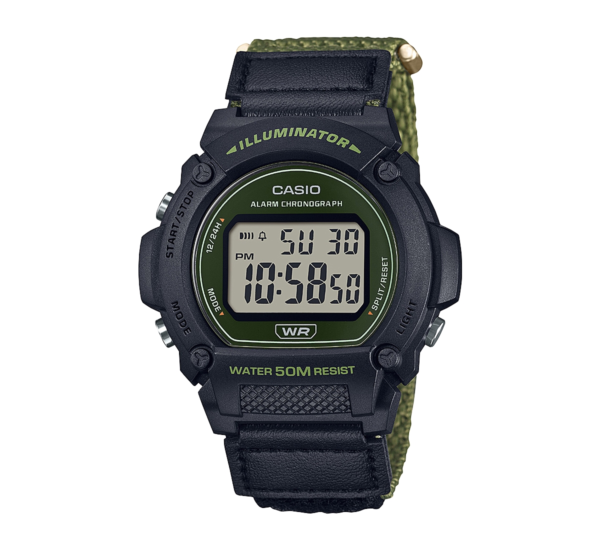 Men's Digital Green Nylon Watch, 47.0mm, W219HB-3AV - Green