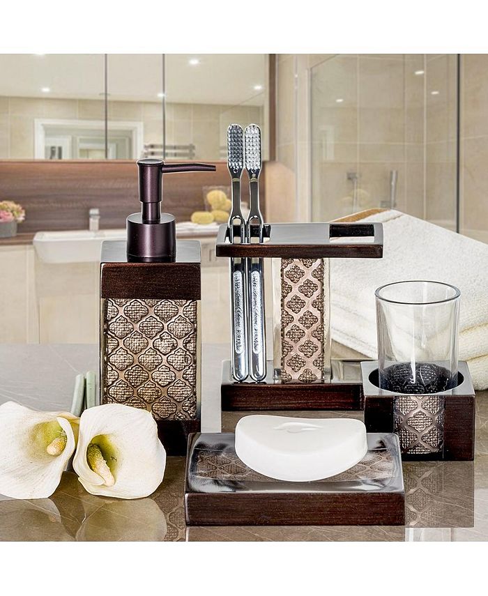 Creative Scents Dahlia Collection Brown Bathroom Accessories Set Macy's