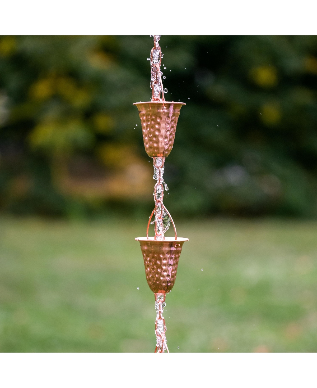 MarrgonRain Chain with Hammered Bell Style Cups for Gutter Downspout Replacement - Copper