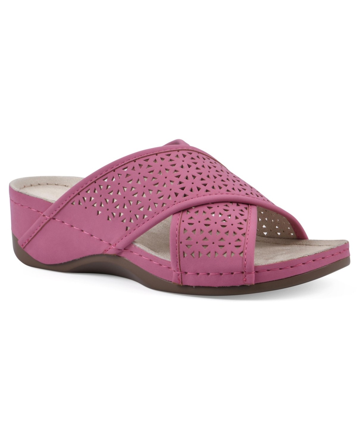 Shop Cliffs By White Mountain Collet Comfort Wedge Sandal In Fuchsia Nubuck