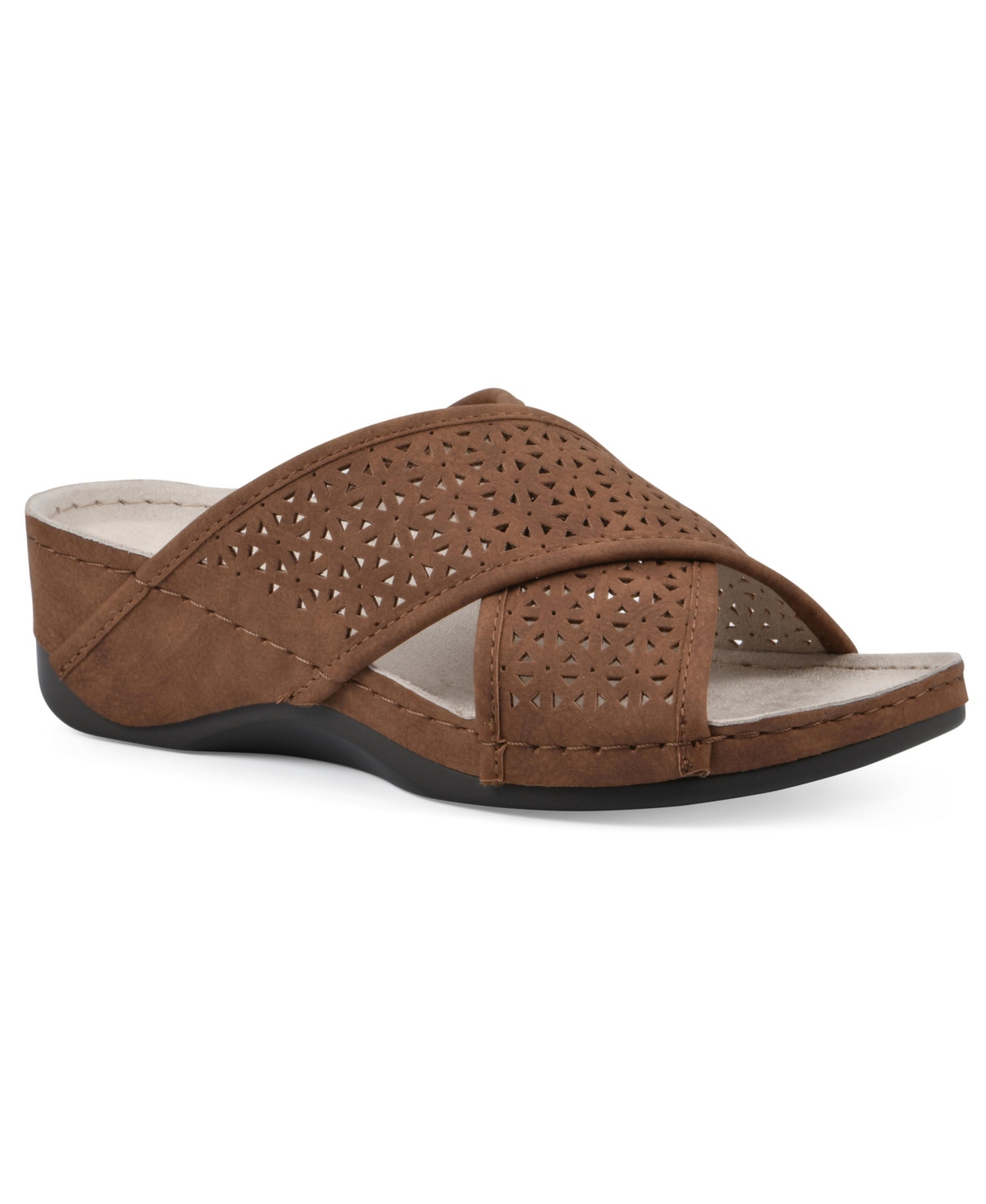 Shop Cliffs By White Mountain Collet Comfort Wedge Sandal In Brown Nubuck