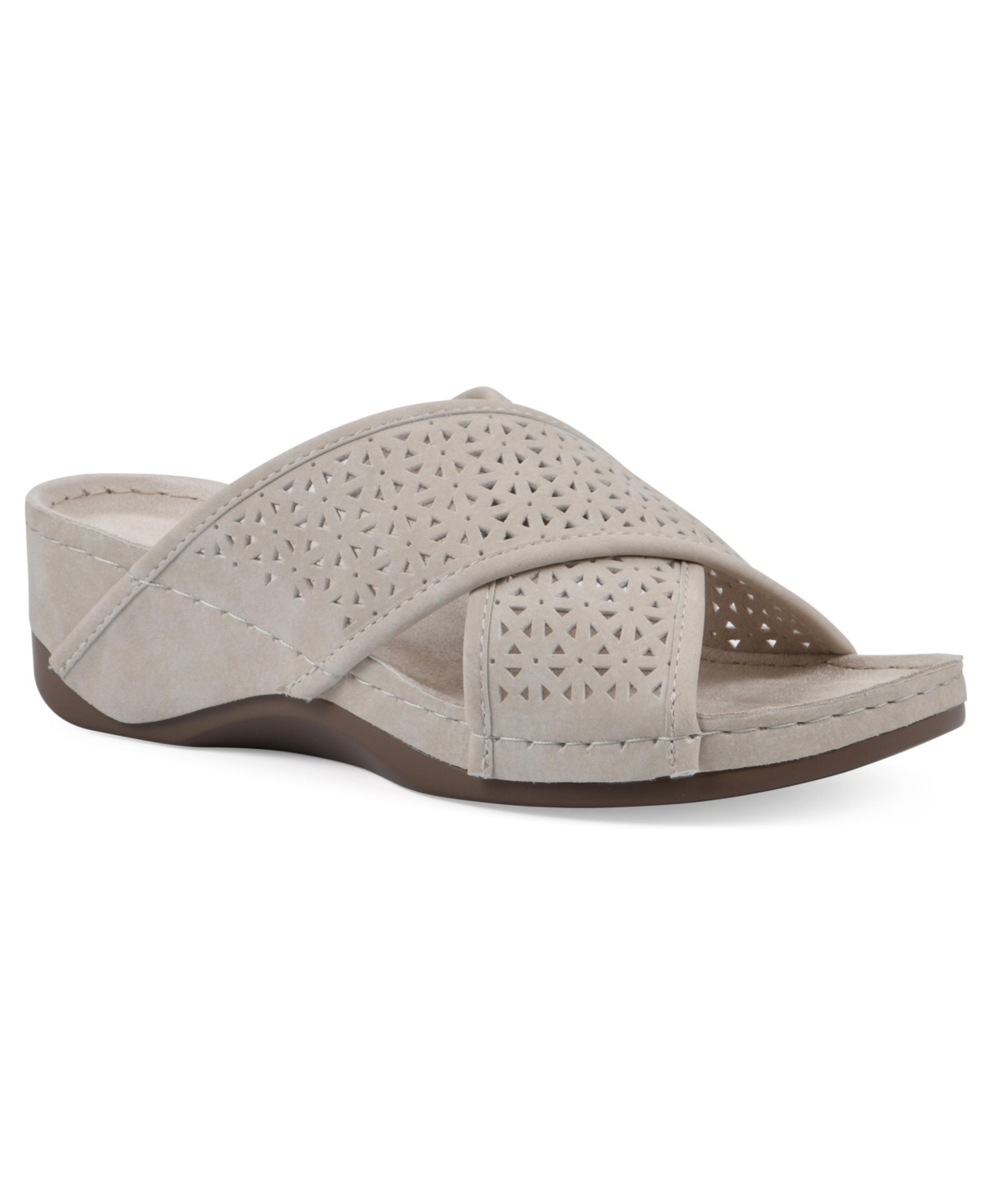 Shop Cliffs By White Mountain Collet Comfort Wedge Sandal In Sand Nubuck