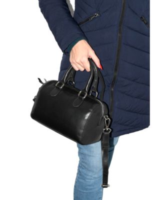 Ladies Leather Barrel Bag with Adjustable Strap