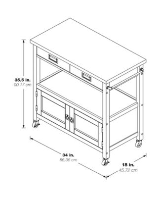Office Star 35.25 Wood Radford Kitchen Cart