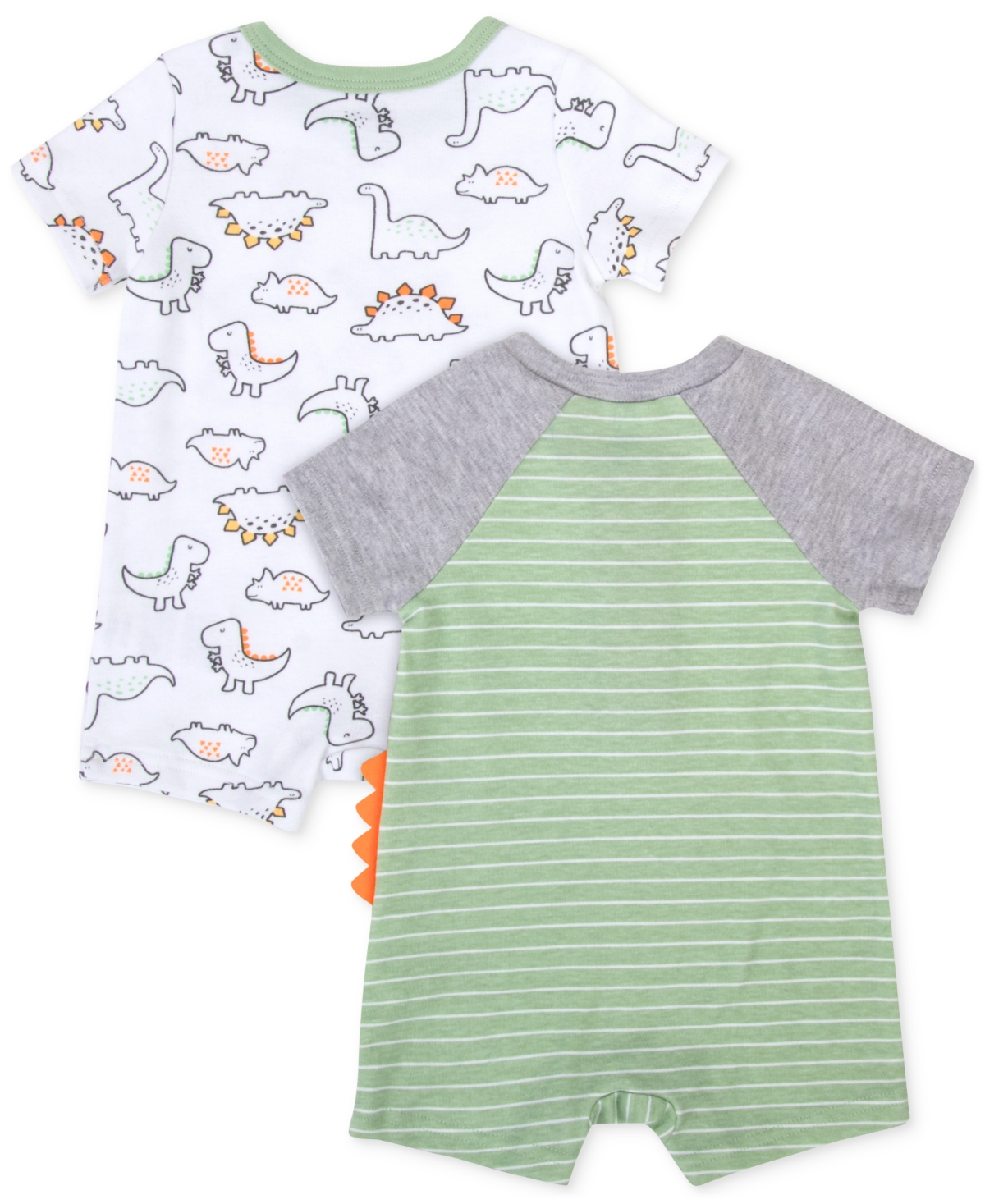 Shop Baby Essentials Baby Boys Dinosaur Rompers, 2 Pack In Light Green
