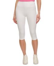 Kcutteyg Yoga Pants for Women with Pockets High Large, Capri Length White