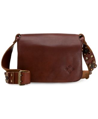 Patricia 2024 Nash Studded Messenger Flap Brown Leather Crossbody Bag