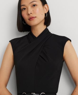 Lauren Ralph Lauren Women's Belted Jersey Mockneck Dress