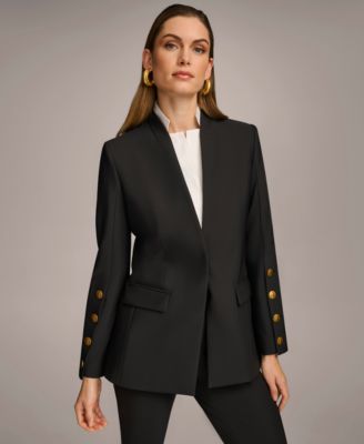 Women's Button Sleeve Blazer, Regular & Petite
