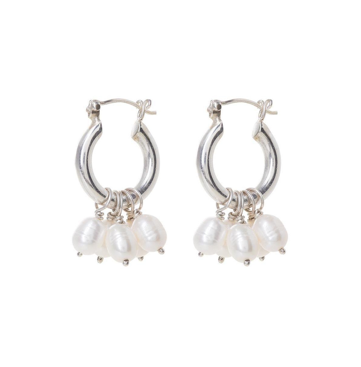 Silver Mini Hoops with Detachable Pearls - Silver