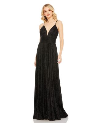 Women's Ieena Shimmer Pleated V-Neck Open Back Gown