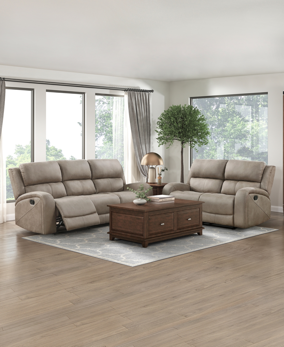 HOMELEGANCE WHITE LABEL AUBREY 85" DOUBLE RECLINING SOFA 