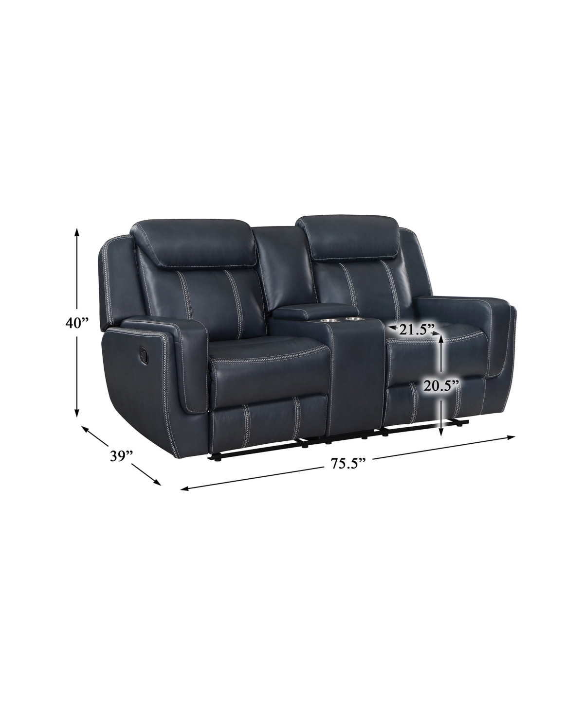 Shop Homelegance White Label Emilia 76" Double Reclining Love Seat With Center Console In Blue