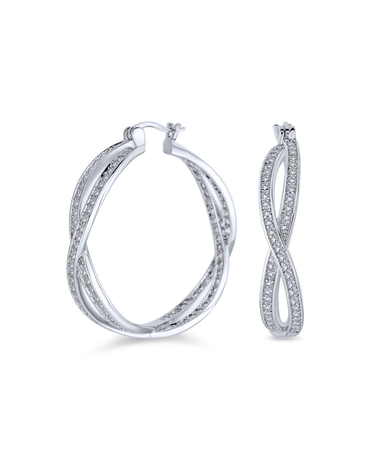 Bling Jewelry Cubic Zirconia Pave Cz Eternity Figure Eight Love Knot Large  Infinity Hoop Earrings For Women Girlfriend 1.5 Diameter - Silver