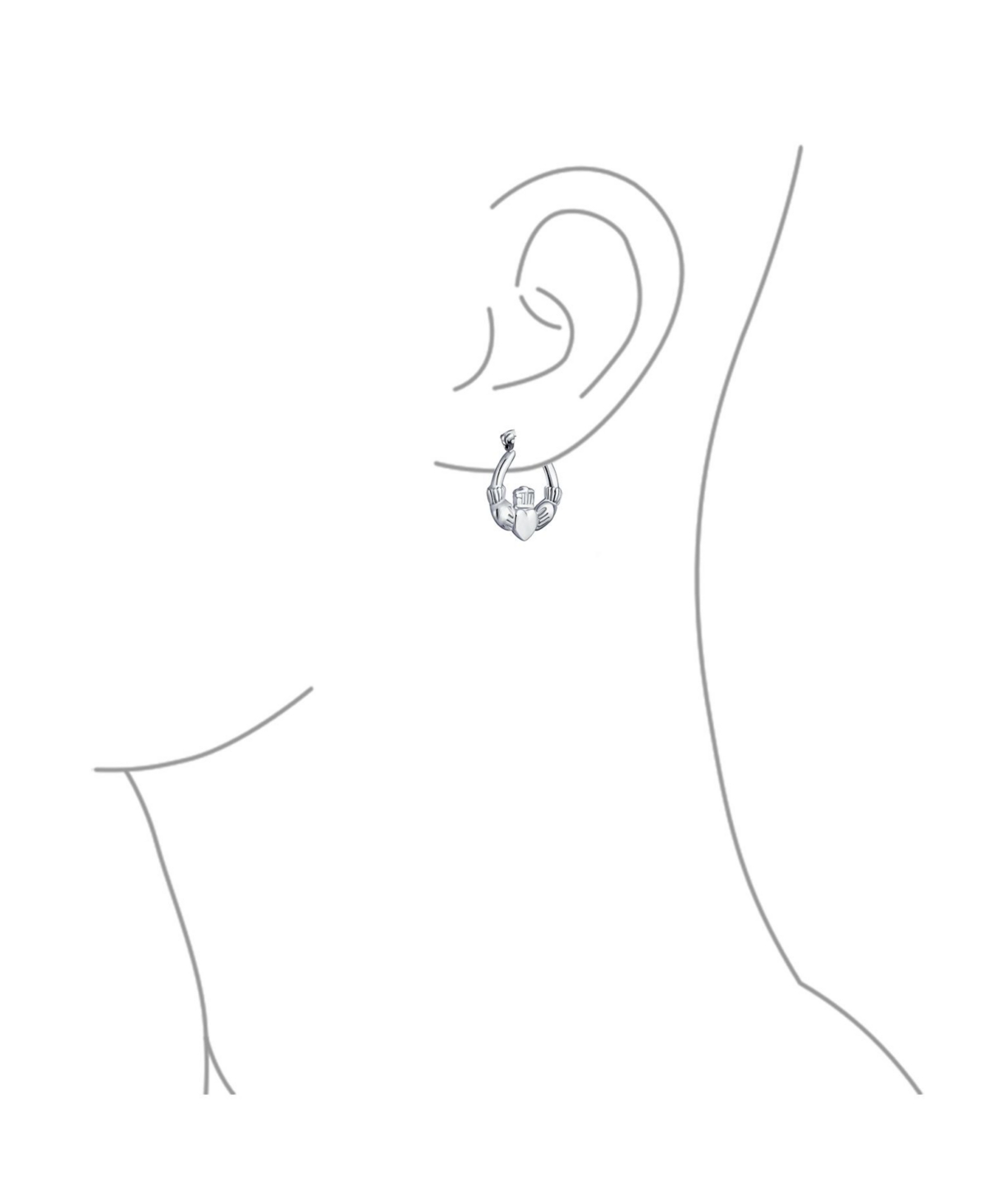 Bling Jewelry Bff Love Lightweight Heart Celtic Irish Friendship Claddagh Hoop Earrings For Women For Sterling Silver .5 Diameter