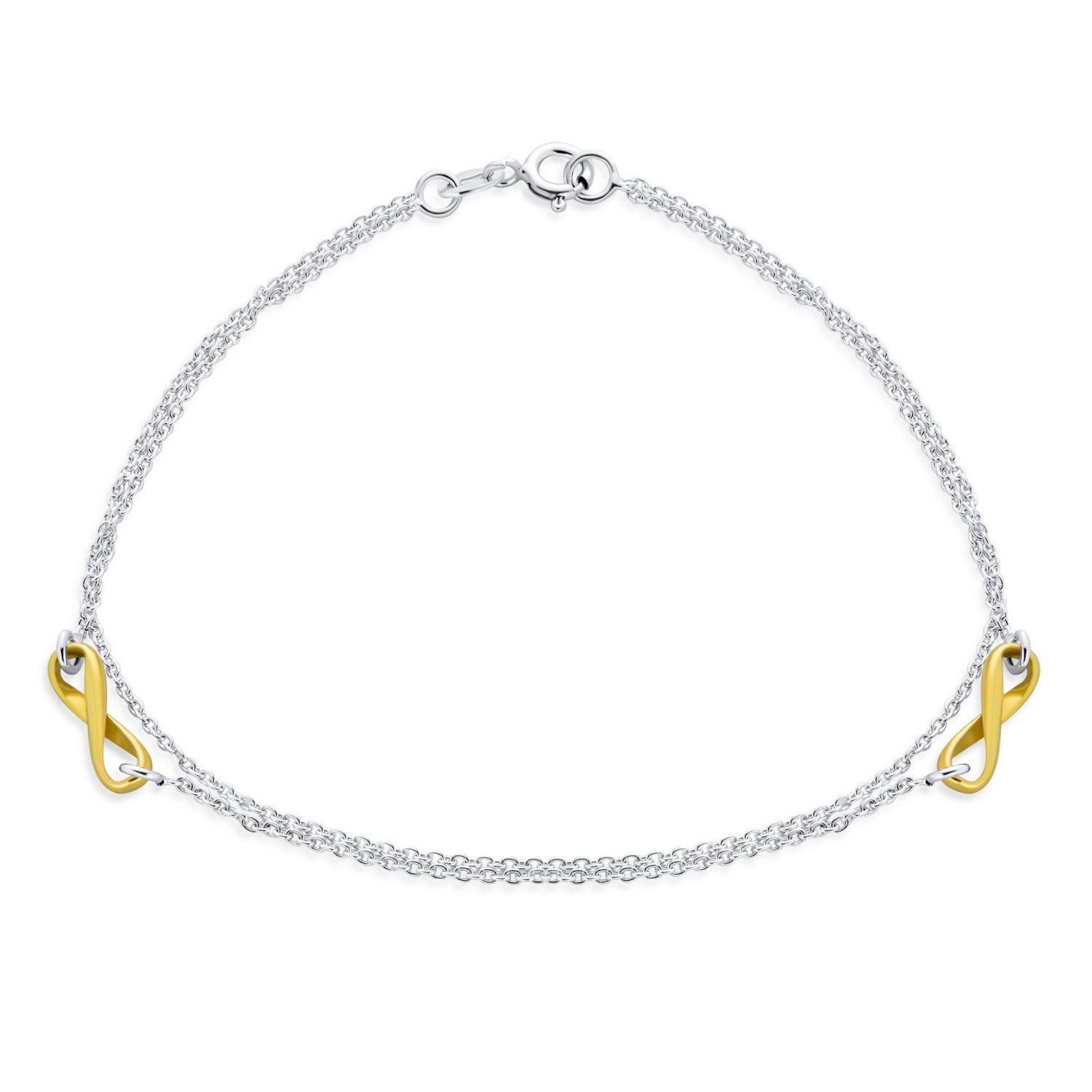 Infinity Charm Anklet Ankle Bracelet Double Strand Gold Plated .925 Silver