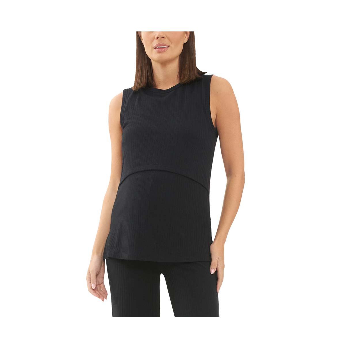 Maternity Ripe Peter Rib Nursing Tank Black - Black