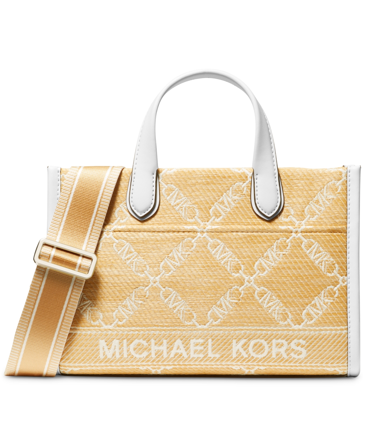 Michael Kors Michael  Empire Logo Gigi Small East West Messenger Bag In Natural,optic White