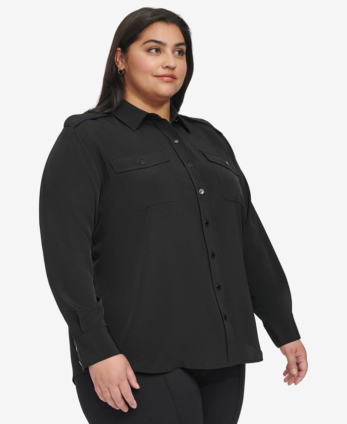 KARL LAGERFELD PARIS Women's Plus Size Utility Shirt, FirstMacy’s Macy's
