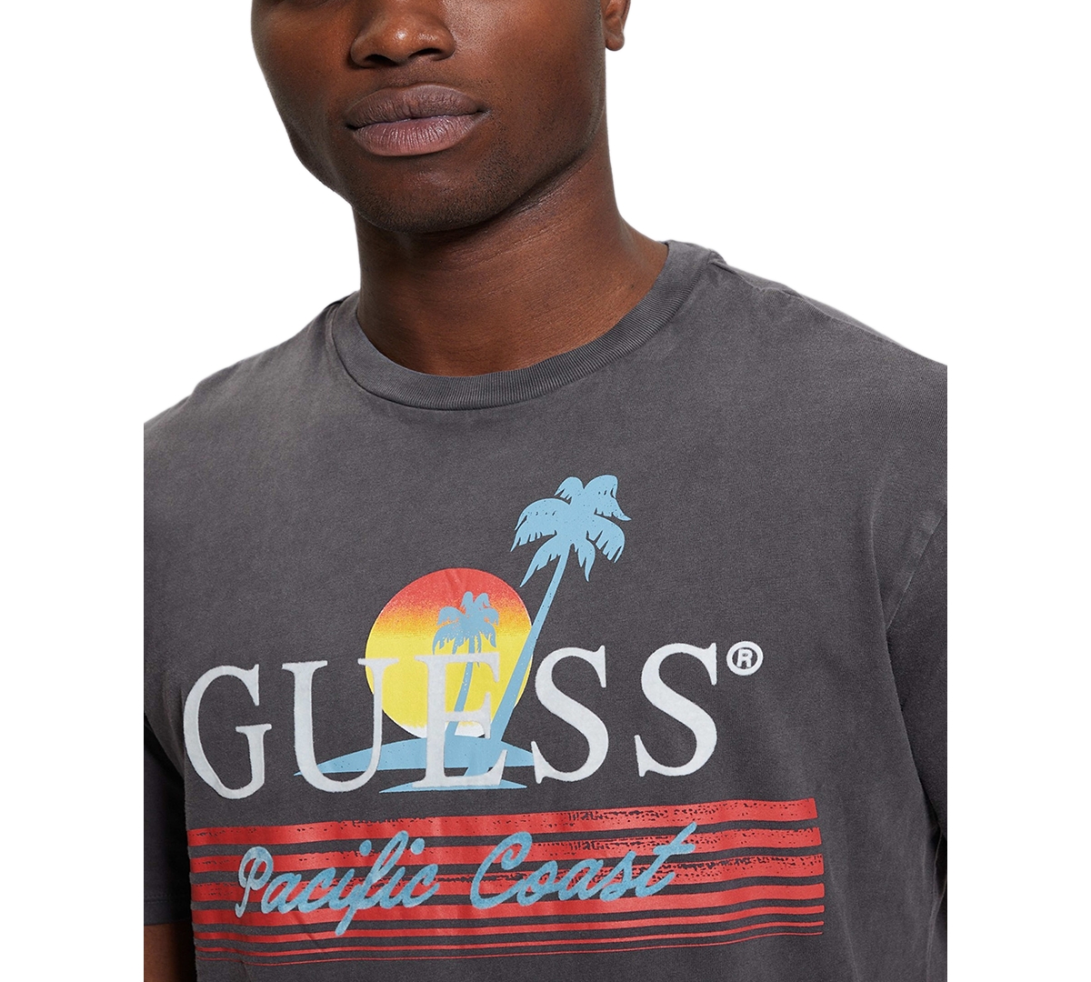 Shop Guess Men's Pacific Coast Logo Graphic T-shirt In Phantom Multi
