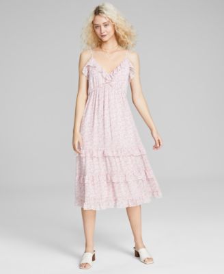 And Now This - Women's Tiered-Ruffle Sleeveless Midi Dress