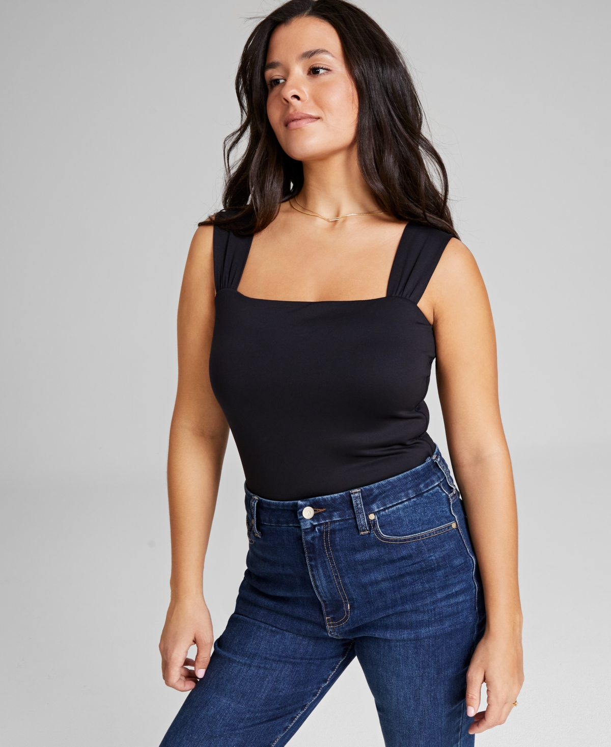 And Now This Women's Double Layered Sleeveless Bodysuit, Created For Macy's In Black