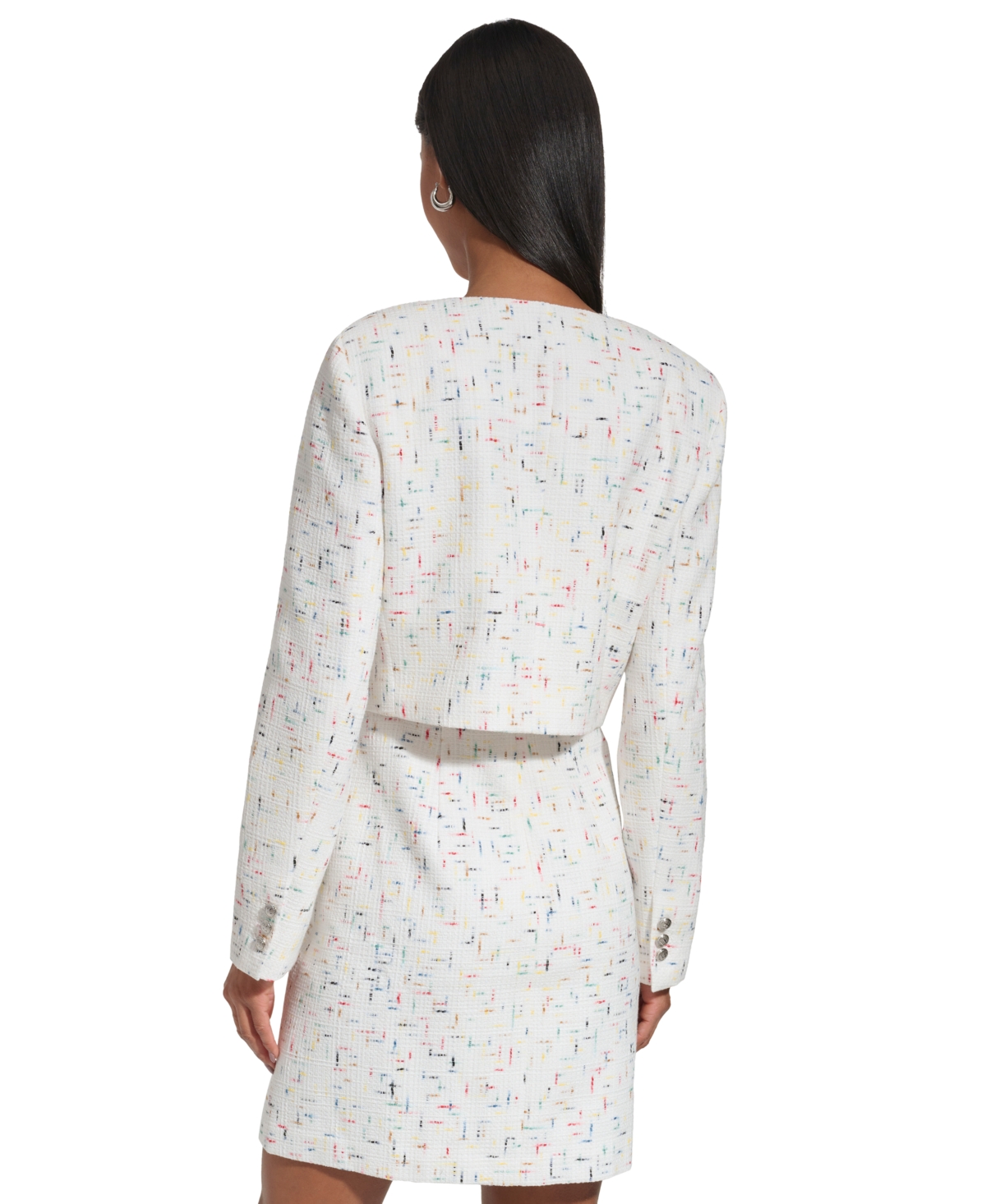 Shop Karl Lagerfeld Women's Roadmap Tweed Cropped Blazer In Soft White Mul