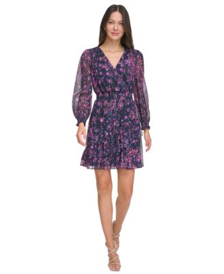 sachin and babi light blue dress Crinkle Chiffon Animal Print Dress main image 0