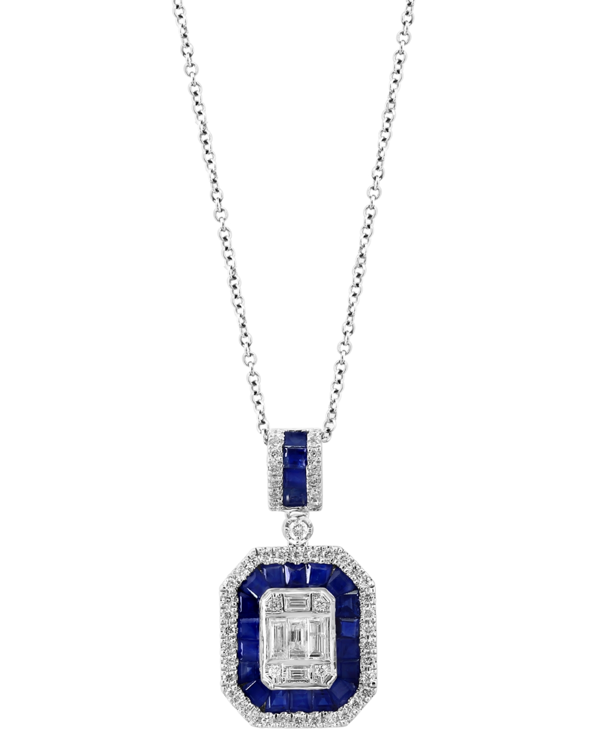 Effy Sapphire (3/4 ct. t.w.) & Diamond (5/8 ct. t.w.) Halo 18