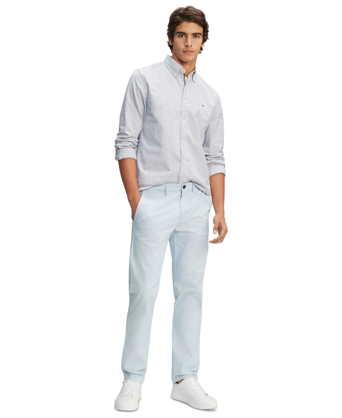 Shop Tommy Hilfiger Men's Th Flex Stretch Slim-fit Chino Pants In Breezy Blue