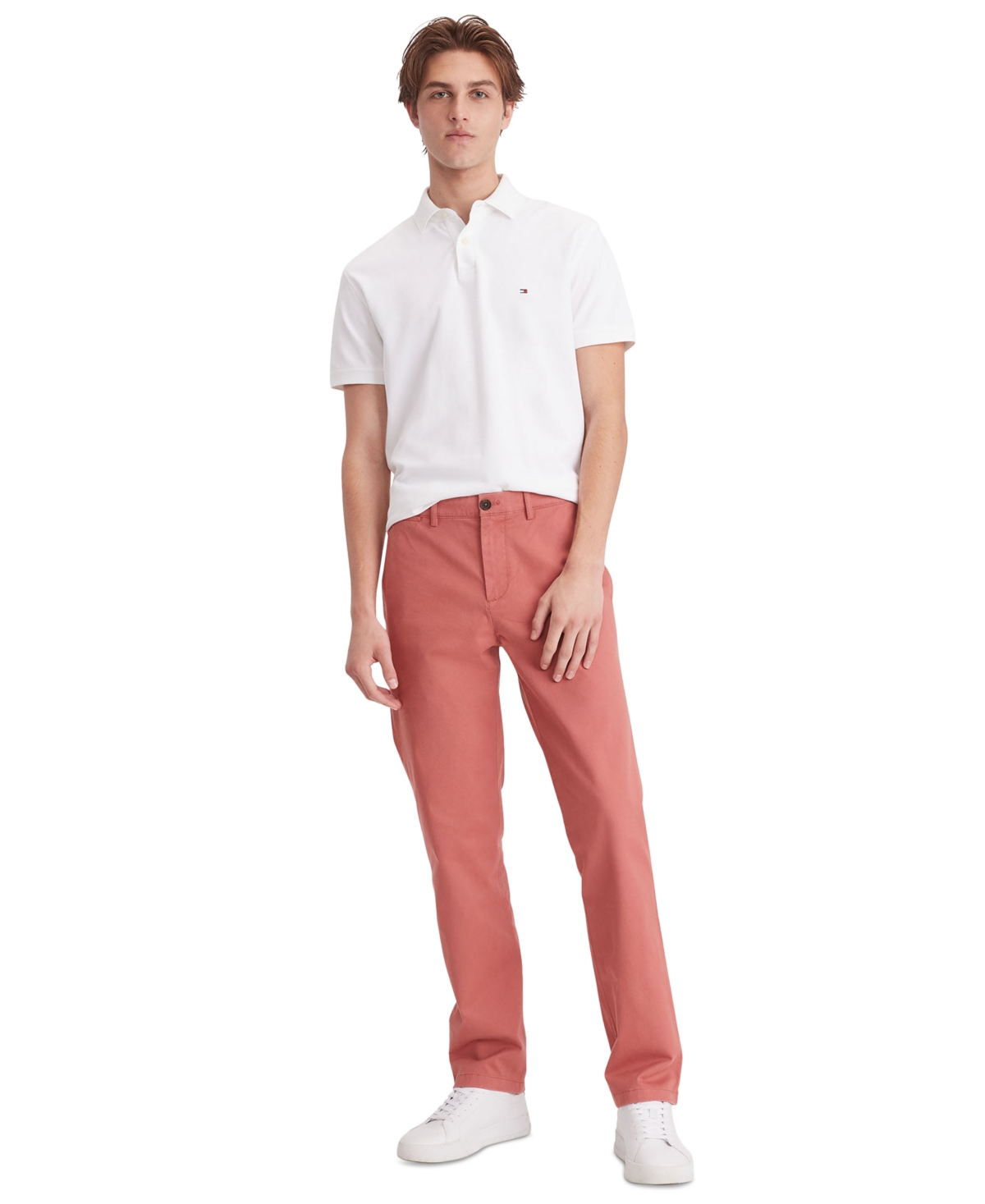 Shop Tommy Hilfiger Men's Th Flex Stretch Slim-fit Chino Pants In Red Facination
