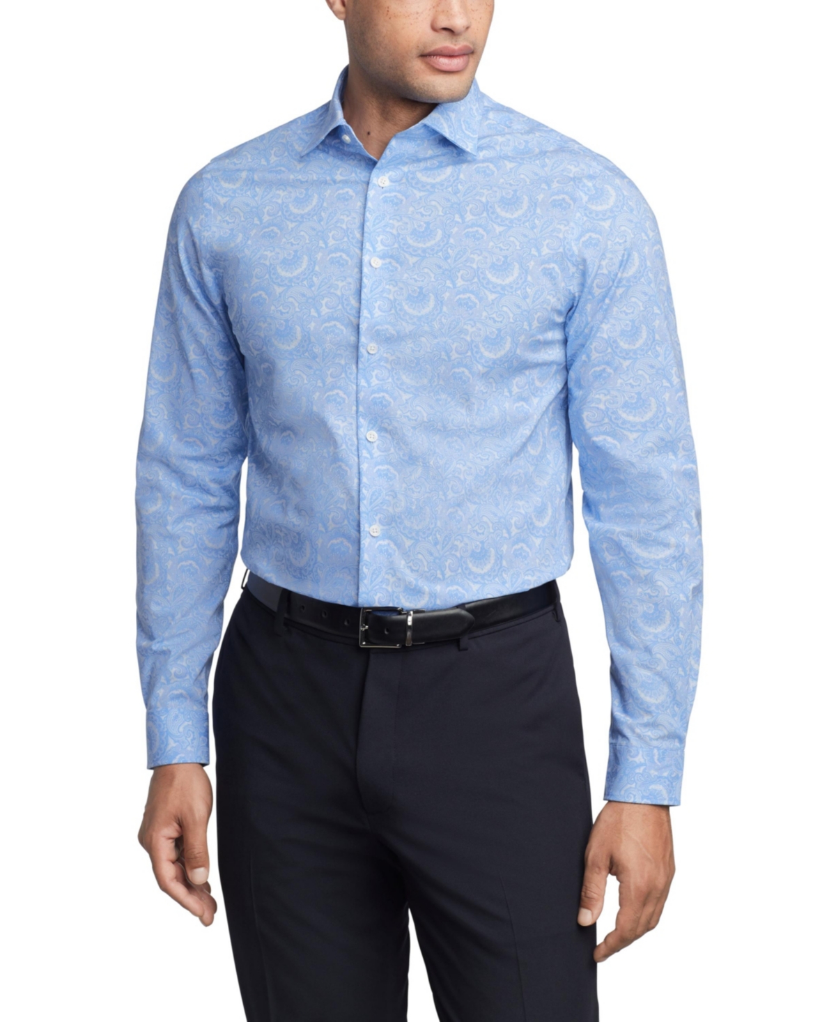 Michael Kors Men's Regular Fit Comfort Stretch Print Dress Shirt In Blue Multi