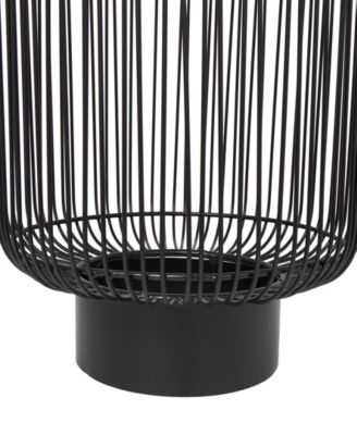 16" x 16" x 22" Aluminum Geometric Open Frame Wire Silver-Tone Aluminum Top Accent Table