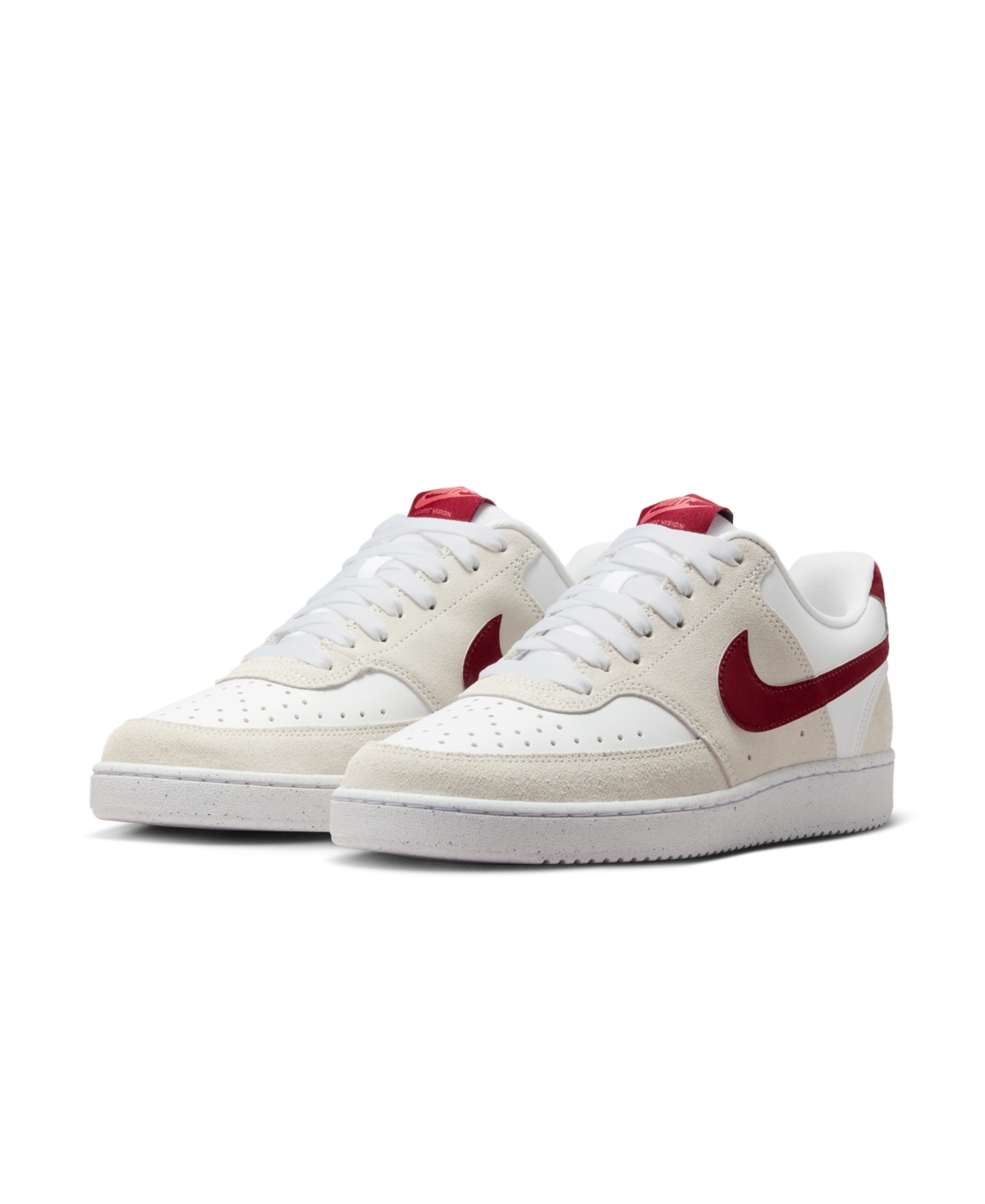 Nike Women's Court Vision Low Casual Sneakers From Finish Line In White,team Red