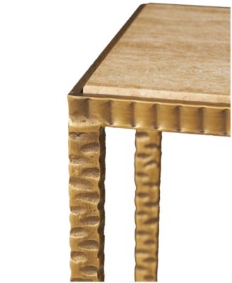 37" x 12" x 28" Marble Gold-Tone Metal Legs Console Table