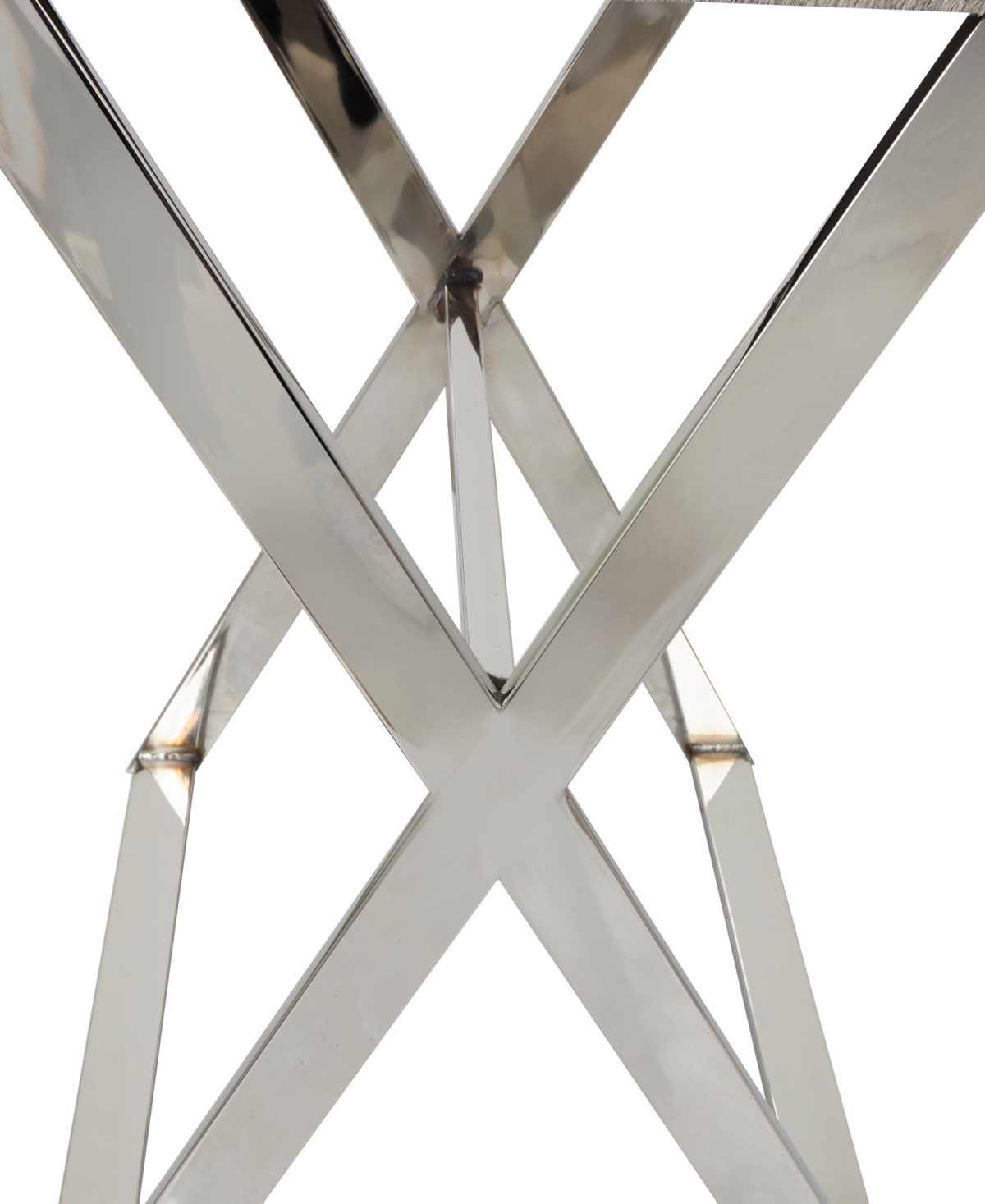 Rosemary Lane 19" X 19" X 25" Leather Geometric Tray Table Inspired Silver-tone Metal Base And Handles Accent Tabl In Gray