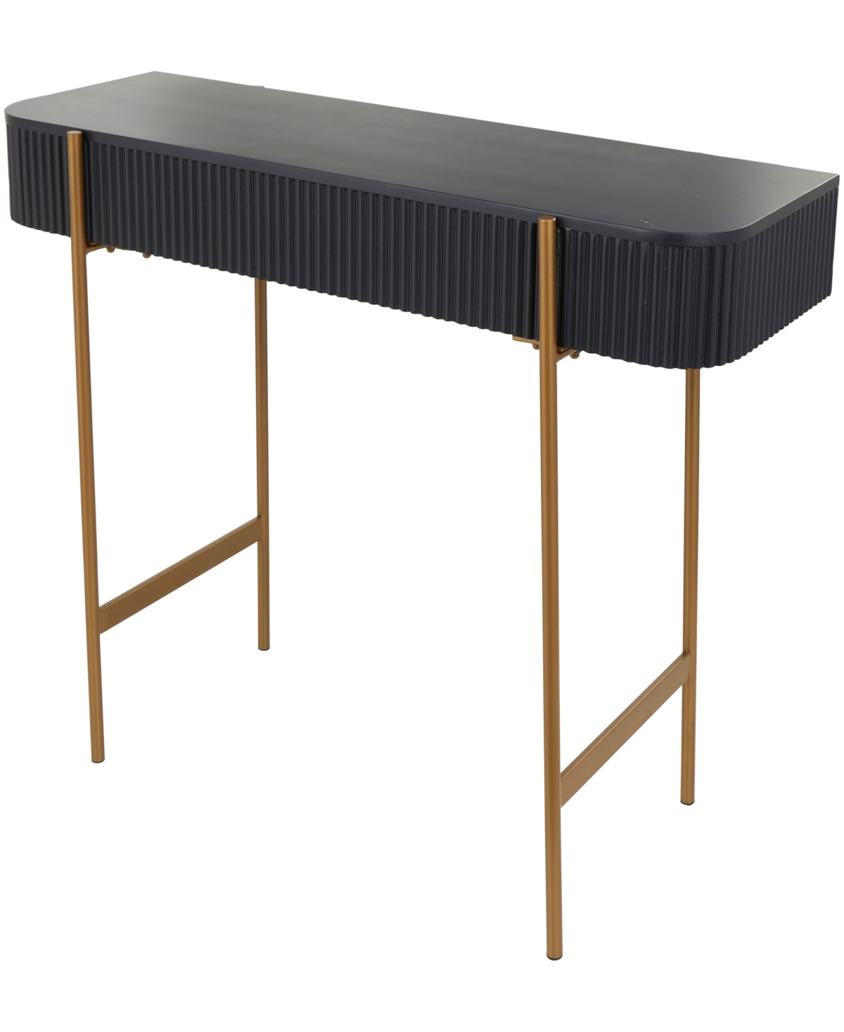 Rosemary Lane 42" X 16" X 30" Wooden Gold-tone Metal Legs Console Table In Black