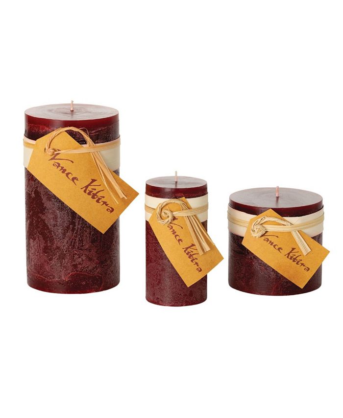 Vance Kitira Timber Pillar Candles, Set of 3 Macy's
