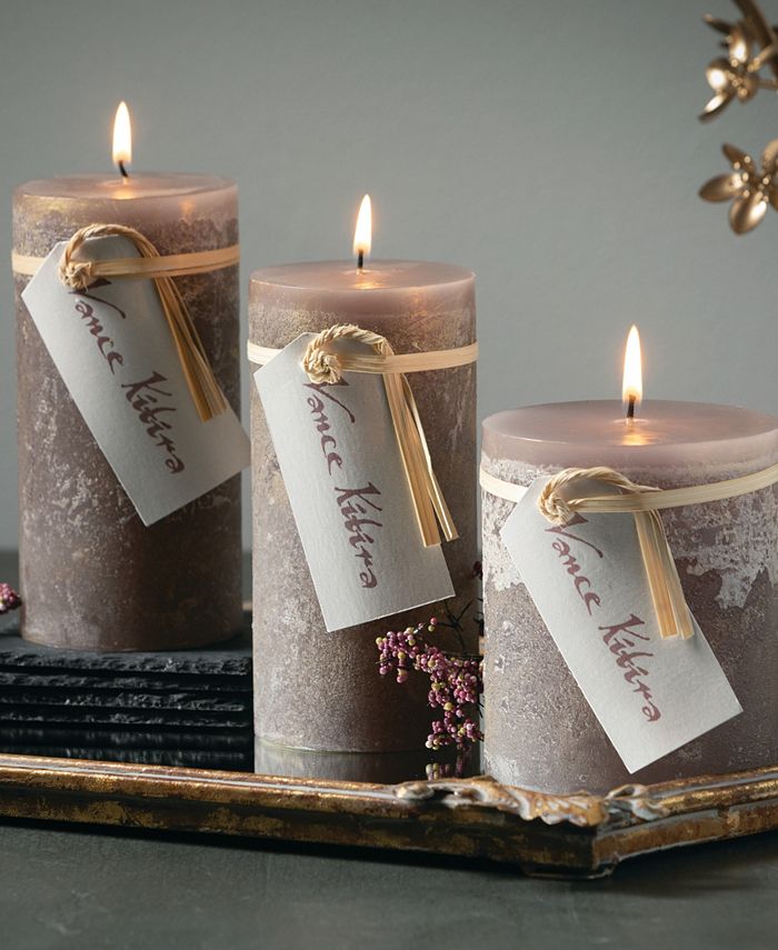 Vance Kitira Ritz Timber Pillar Candles Kit, Set of 3 Macy's