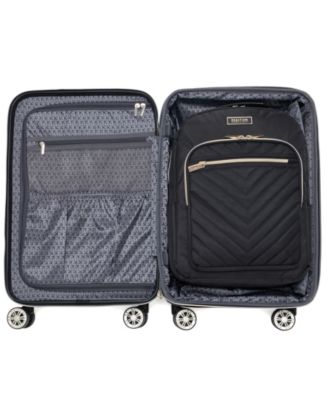 Madison Square Hardside Chevron Expandable 2pc 20" Carry On Luggage + Matching 15" Laptop Backpack Set