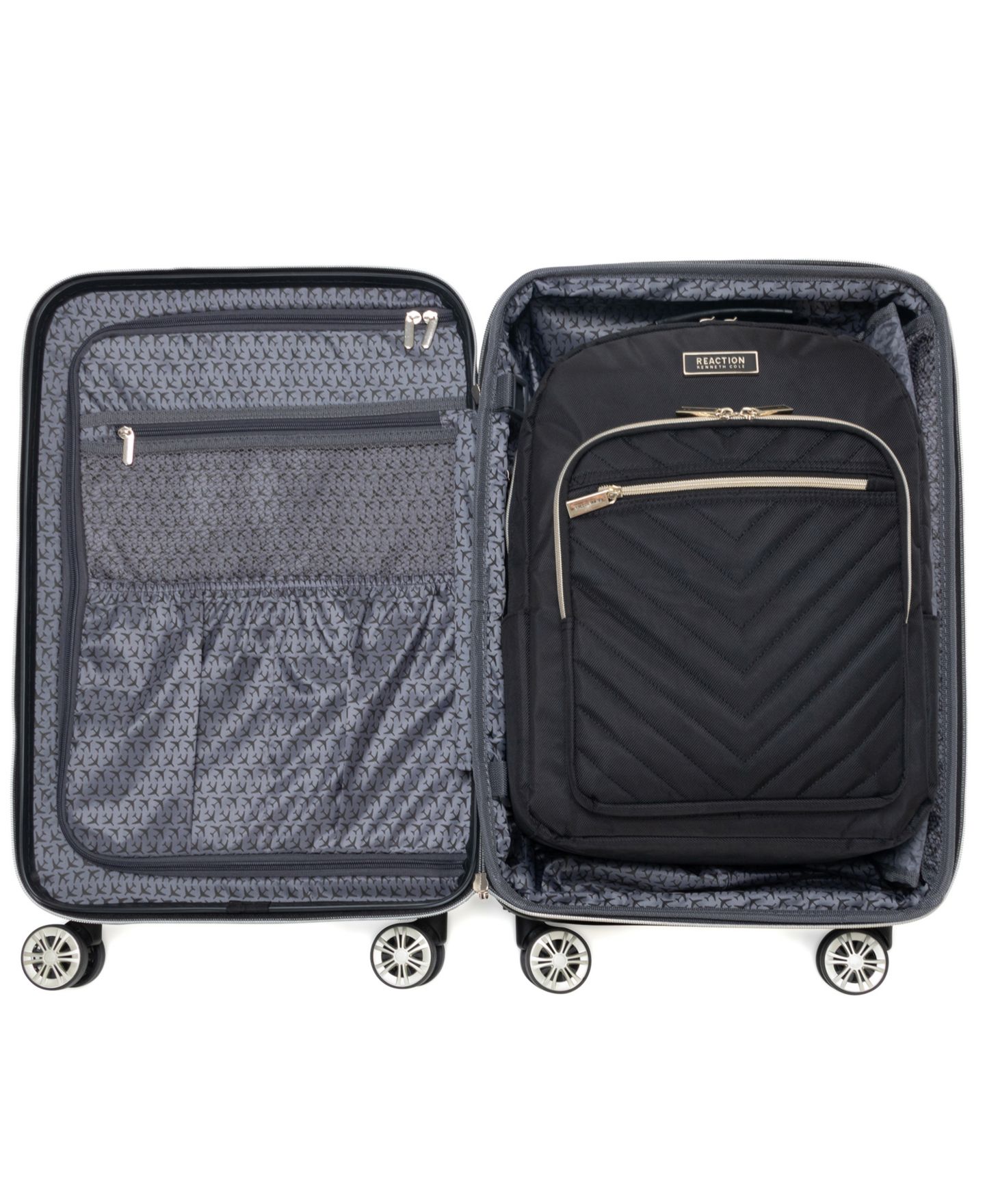 Сумки Kenneth Cole Reaction Madison Square Hardside Chevron Expandable 2pc 20" Carry On Luggage + Matching 15" Laptop Backpack Set, цвет: Чёрный — фото 7
