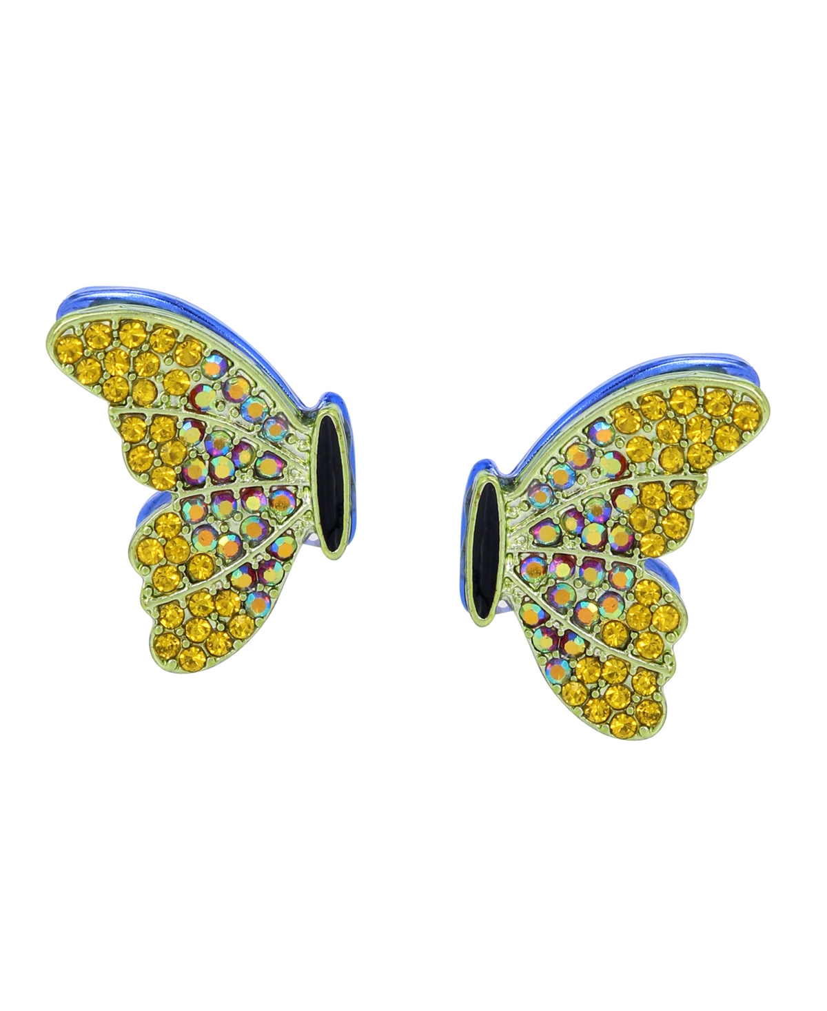 Faux Stone Butterfly Wing Stud Earrings - Green, Gold