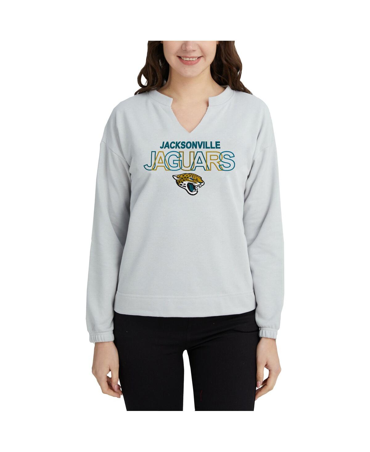 Women's Concepts Sport Gray Jacksonville Jaguars Sunray Notch Neck Long Sleeve T-shirt - Gray