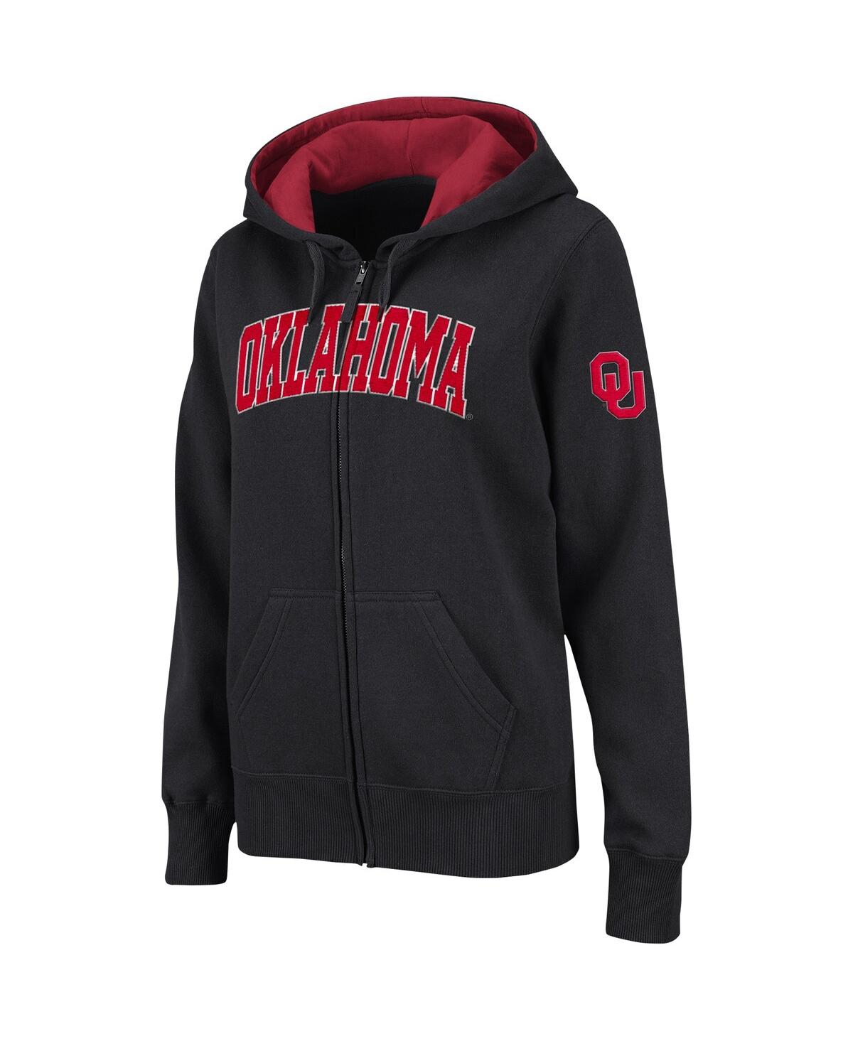 Colosseum Women's  Black Oklahoma Sooners Arched Name Full-zip Hoodie In Black