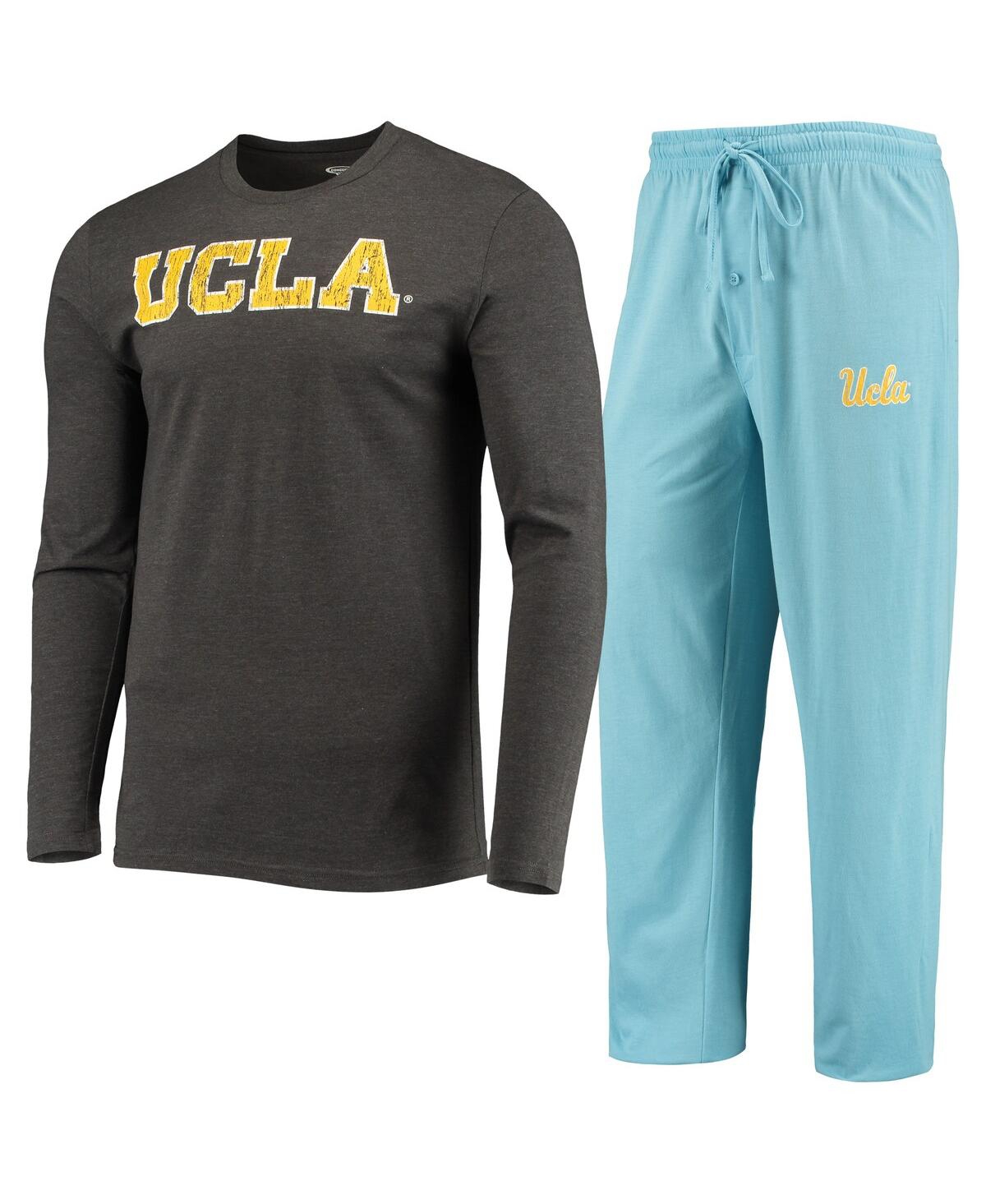 Concepts Sport Men's  Light Blue, Heathered Charcoal Distressed Ucla Bruins Meter Long Sleeve T-shirt In Light Blue,heathered Charcoal