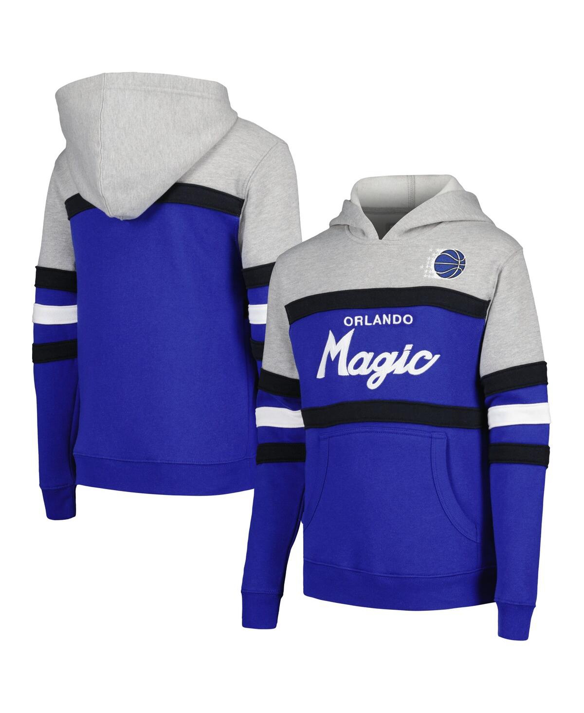 Shop Mitchell & Ness Big Boys And Girls  Gray, Blue Orlando Magic Hardwood Classics Head Coach Pullover Ho In Gray,blue