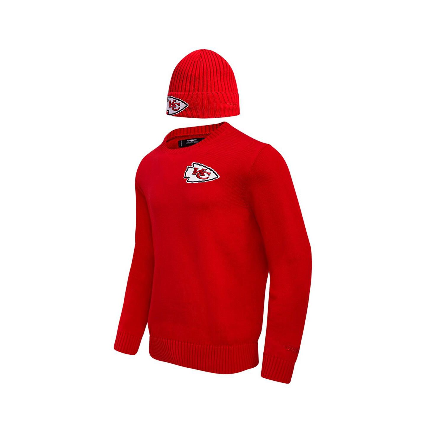 Мужской набор Pro Standard Kansas City Chiefs: свитер с круглым вырезом и шапка, Red — фото 4