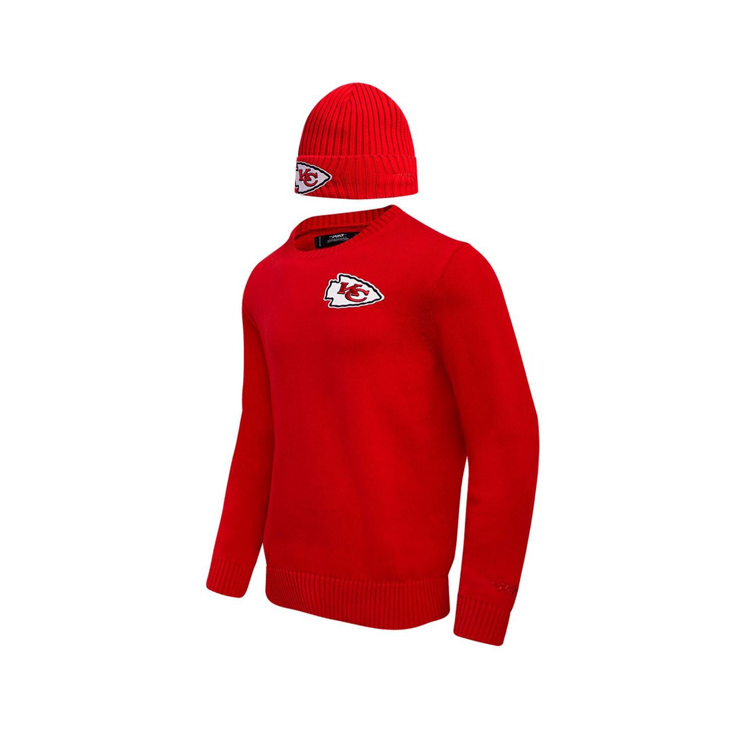 Men's Red Kansas City Chiefs Crewneck Pullover Sweater and Cuffed Knit Hat Box Gift Set