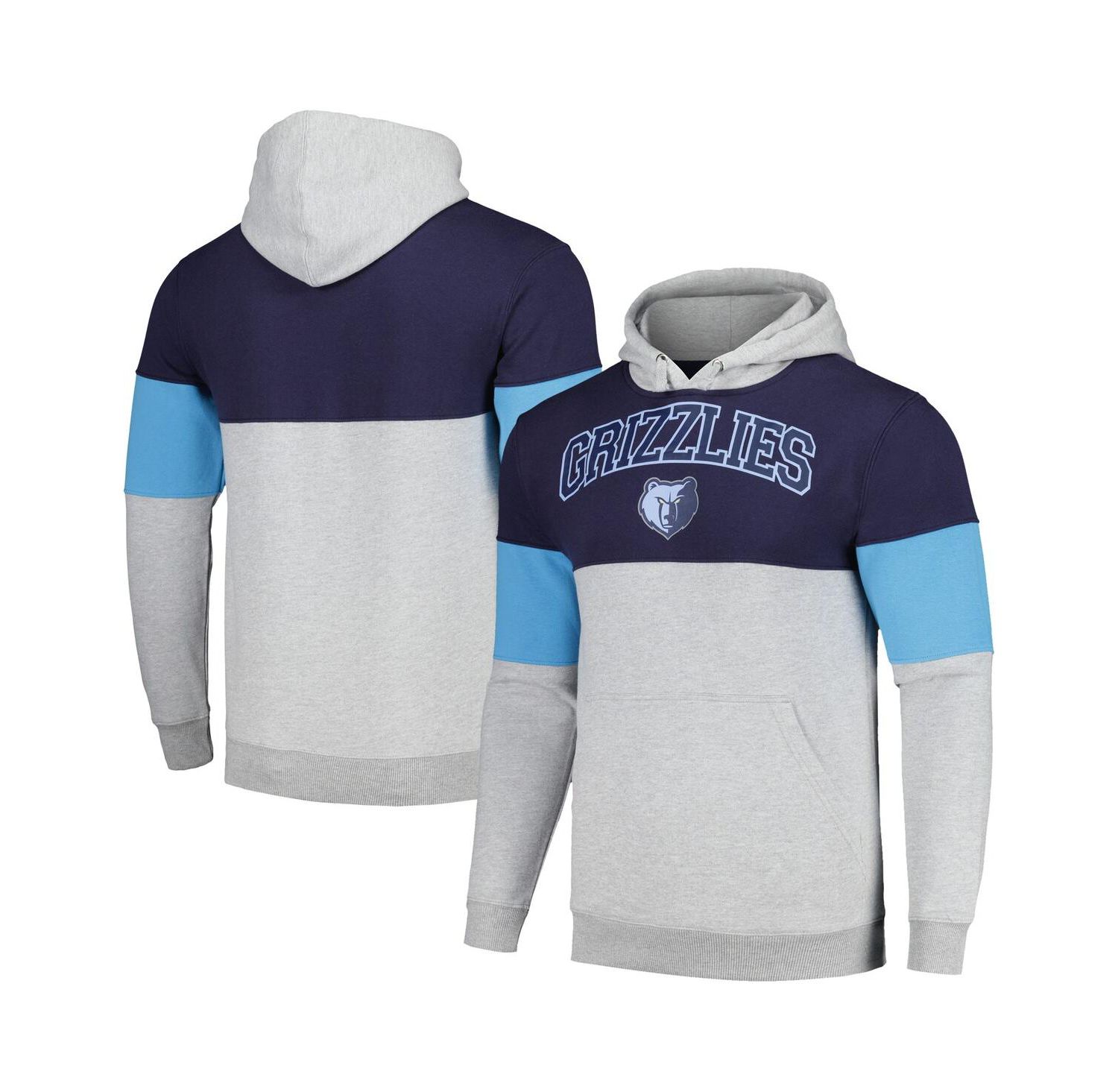 Men's Navy Memphis Grizzlies Contrast Pieced Pullover Hoodie