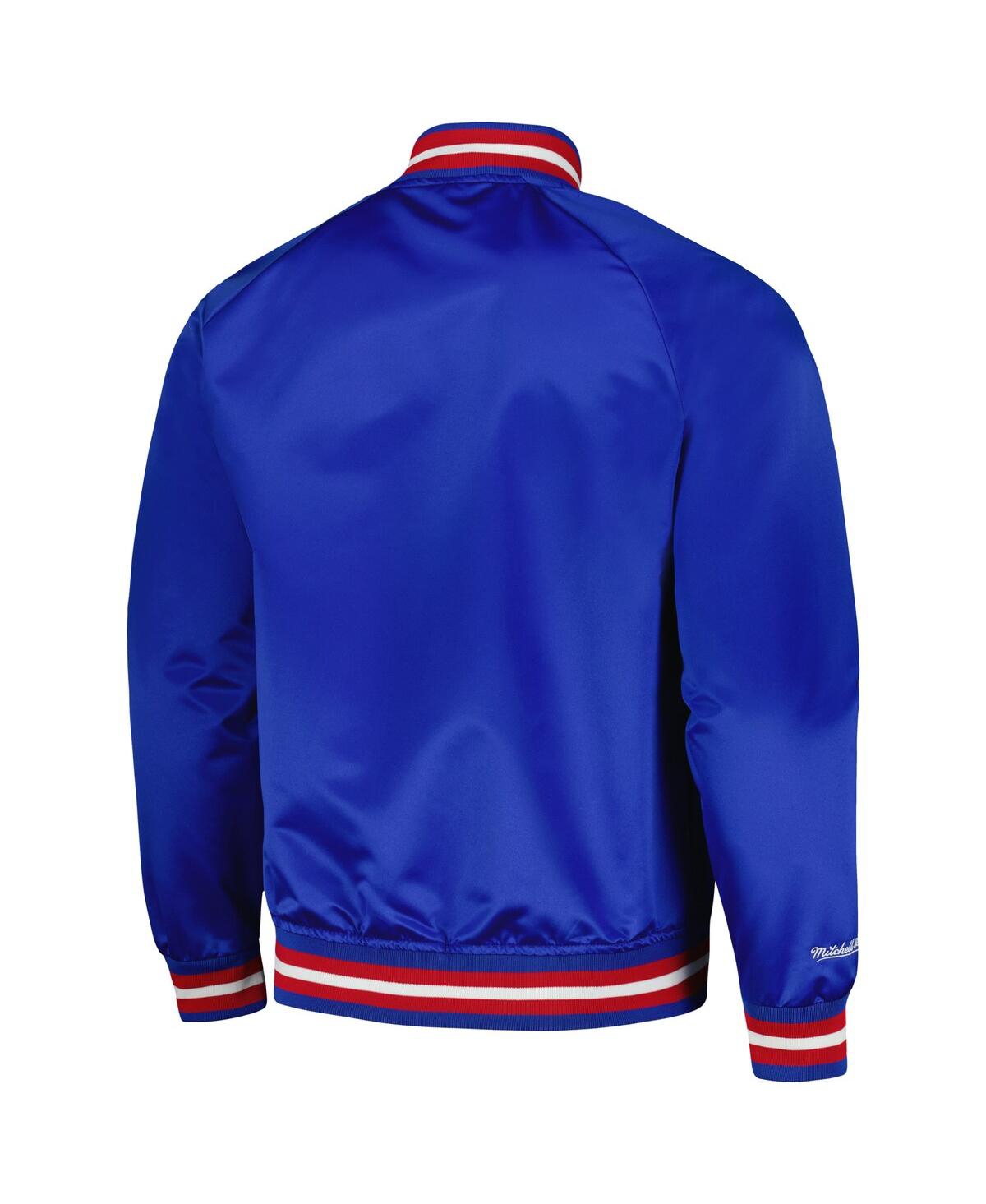 Men's Mitchell & NessPhiladelphia 76ers Hardwood Classics Throwback Wordmark Raglan Full-Snap Jacket - Royal